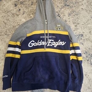 Mitchell & Ness Marquette Golden Eagles Navy, Gray & Yellow Hoodie